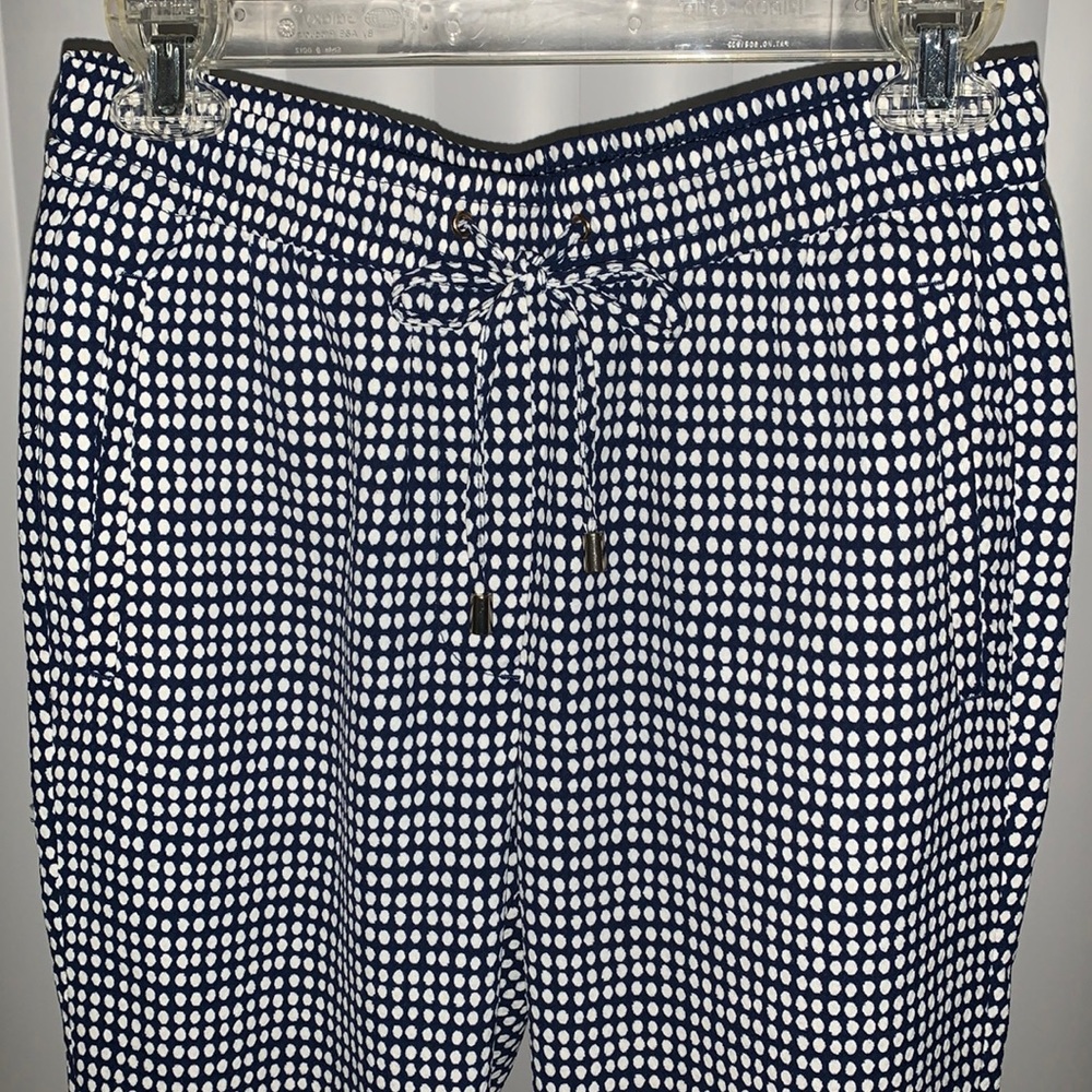 Blue & White Polkadot H&M Jogger Ankle Pants